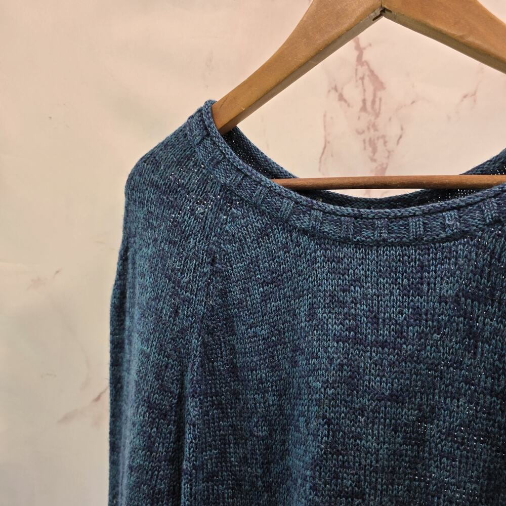 Toad & Co Sweater Womens XL Blue Merino Wool Marked Elbow Patches Roll Neck - Picture 3 of 13
